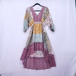 Unbranded Muumuu Hi -Low Dress Womens S Prairie Cottagecore Boho Patchwork